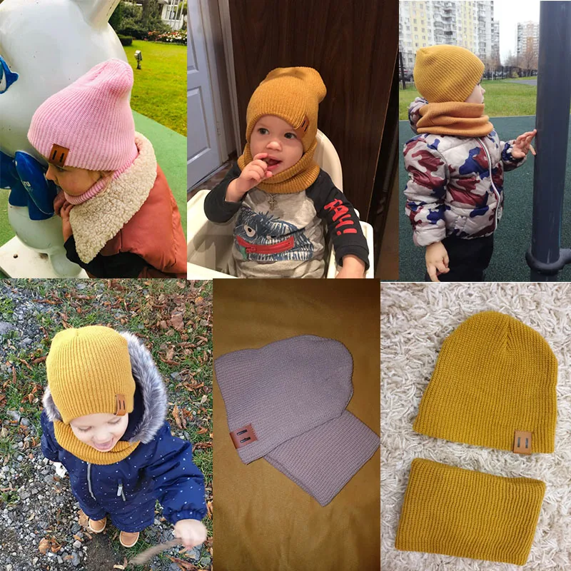 REAKIDS, зимняя детская шапка, шарф, комплект шапочки, детская шапка и снуд, теплая детская шапка, шарф, костюм, вязанная крючком хлопковая Милая вязаная шапка, шапка
