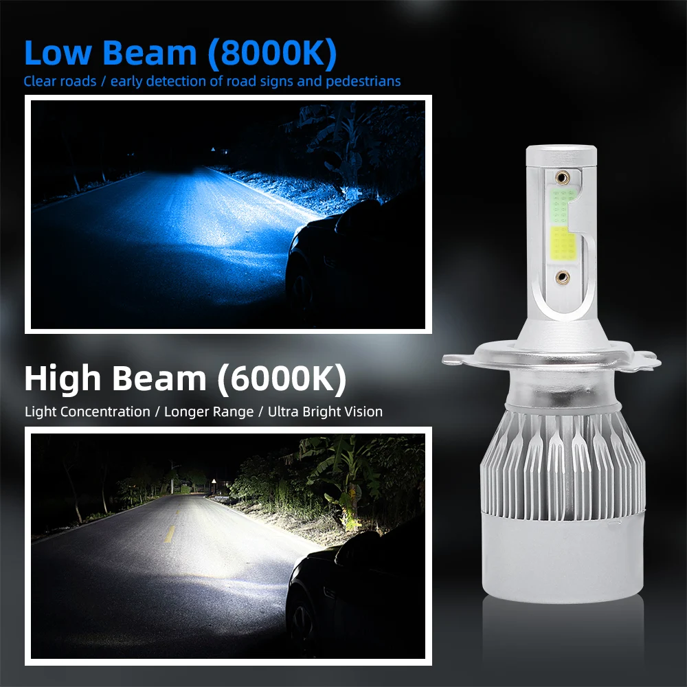 H4 9003 1500W 225000LM CREE LED Conversion Headlight KIT Hi/Low Beam 6000K White H4 9003 1500W 225000LM CREE LED Conversion Headlight KIT Hi/Low Beam 6000K White