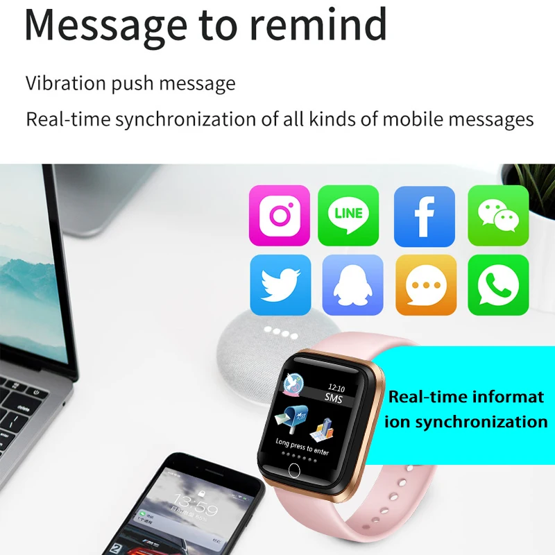 LIGE Smart Watch Women Sports Smart Bracelet IP67 Waterproof Watch Pedometer Heart Rate Monitor LED color screen for Android ios