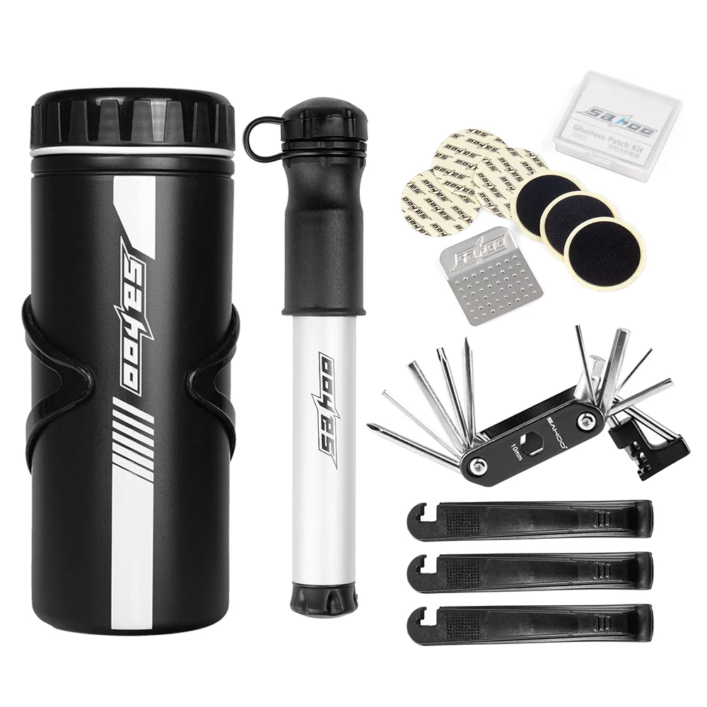 

Bike Repair Tool Kits Bicycle Repair Set with Mini Pump 14 in 1 Multi Function Tool Kit 750ml Bike Tool Storage Bottle Case