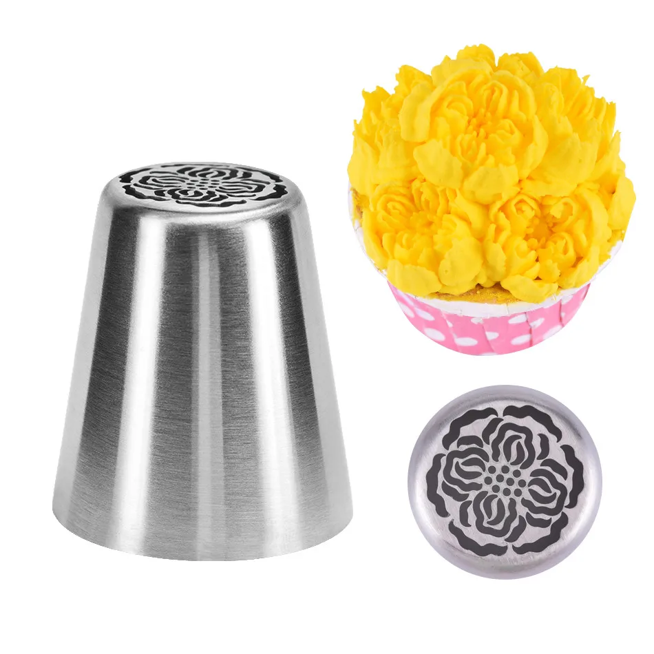 

4YANG New Stainless Steel Flower Shape Cake Cream Russian Nozzles Icing Piping Nozzle Fondant Cake Decorating Mold Pastry Tips