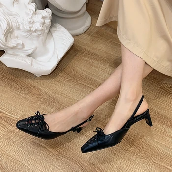 

Karinluna New Wholesale Trendy Brand Design Genuine Leather Slingback Shoelaces Skin Summer Sandals Women Shoes Woman