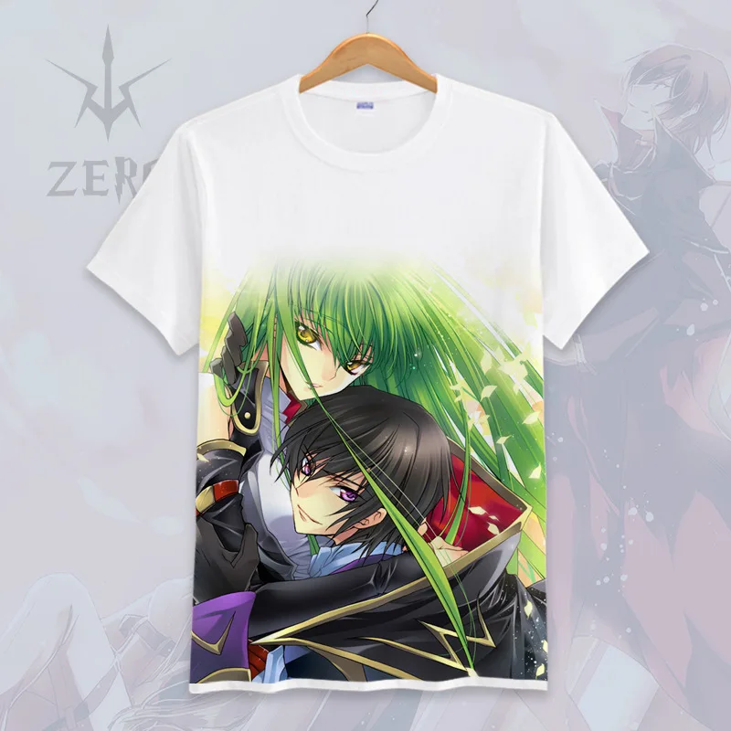 Модные Аниме футболки в стиле Geass Повседневная рубашка с коротким рукавом