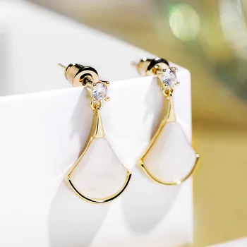 

Exquisite fan shell earrings antiallergic s925 needle ear stud ring fashion jewelry eardrop earring fashion accessories ear clip