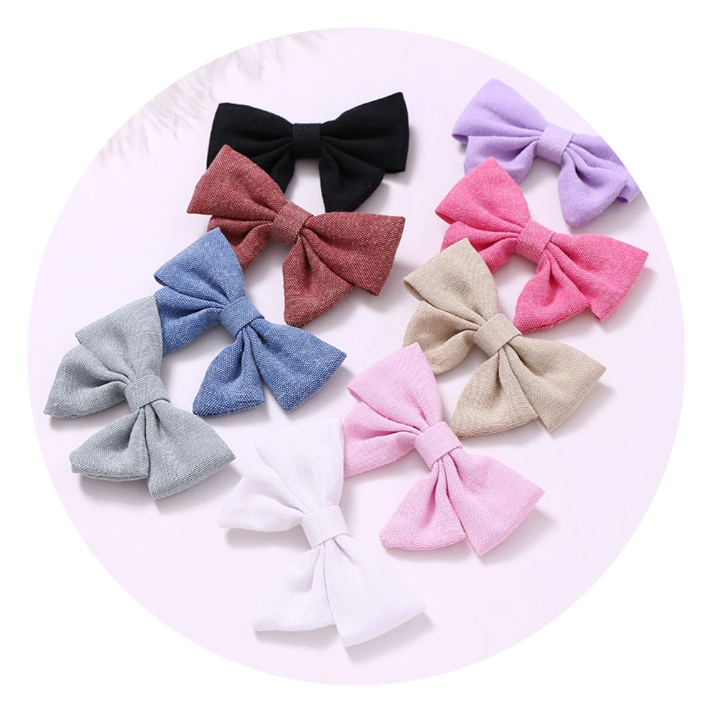 

9pcs/lot Handmade Hair Bow Hairpins Solid Hair Clips Elastic Hair bands Nylon Headbands For Girls Baby Girl Hair Accessories