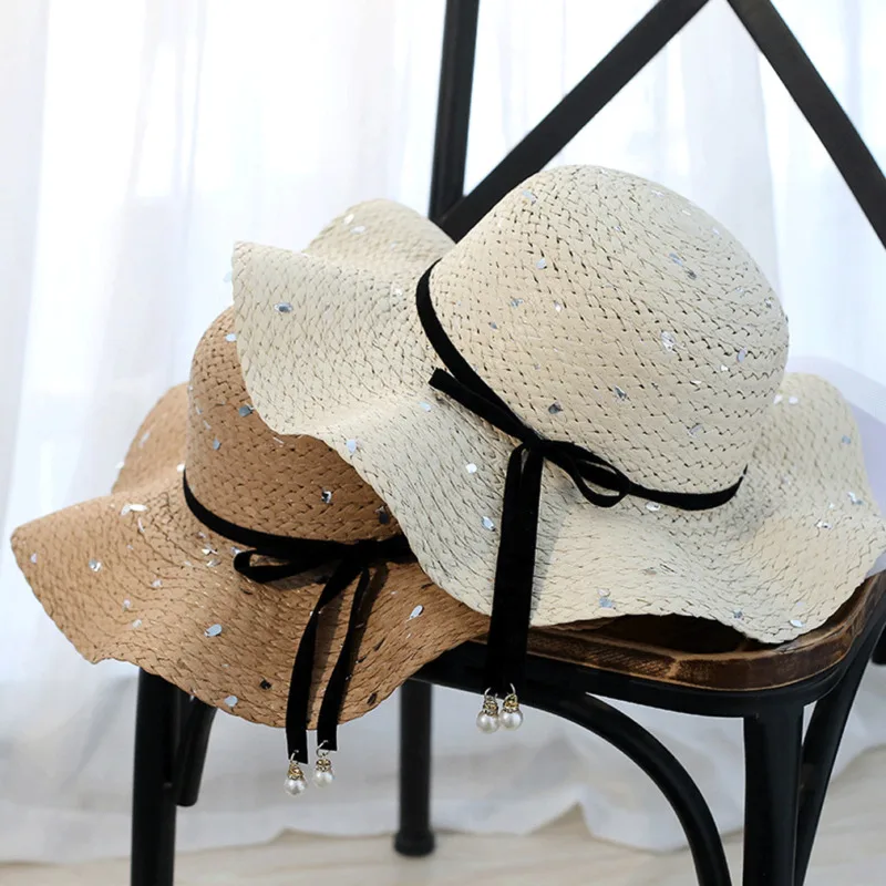 Летняя женская соломенная шляпа большой широкий пляжный навес шляпа складная солнцезащитная Кепка Защита от солнца УФ-излучения защита Панама шляпа bone feminino блестящая Солнцезащитная шляпа