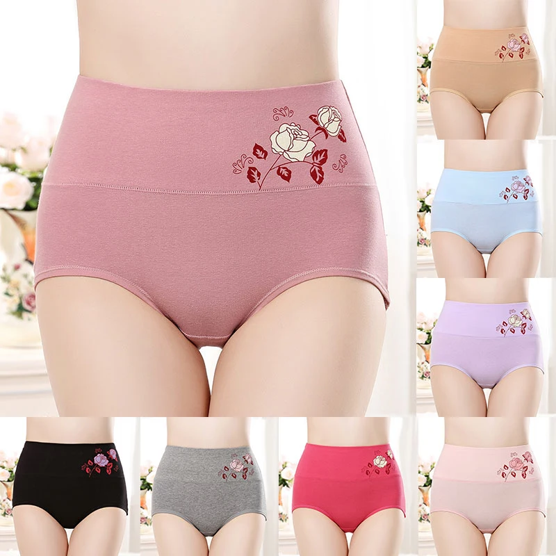 

Lady Briefs Underwear Fashion Elastic Soft Skin Friendly Cotton Panties Lingerie High Waist Pants Floral Comfort Girls Briefs
