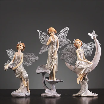

LOVELY ANGEL MINIATURE MODEL CRAFTS HOME DECORATION ACCESSORIES RESIN GIRL WITH WINGS ROOM DECOR FIGURINES STATUES ORNAMENTS