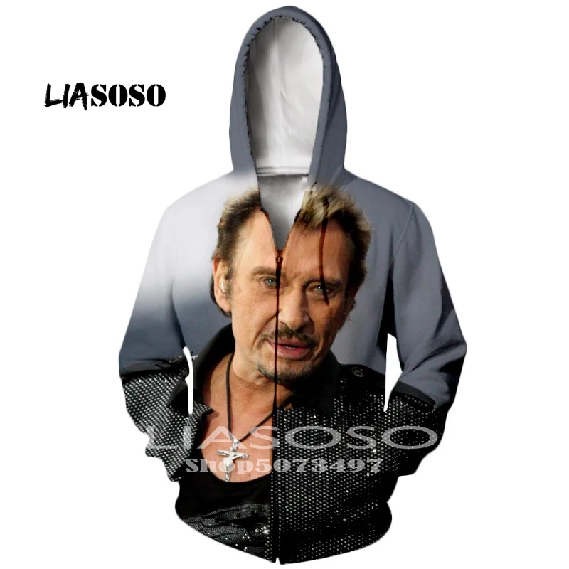Золотой LIASOSO, новая модная футболка, толстовки, 3D принт, Джони Халлидей, Франция, Элвиса Пресли, Повседневная Толстовка, унисекс, Харадзюку, футболка, пуловер - Цвет: Золотой