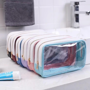 

Transparent Travel Cosmetic Bag Makeup Case Zipper Clear Make Up Bag Functional Organizer Storage Pouch Toiletry Wash