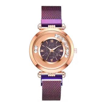 

Elegant Purple Women Bracelet Watches Starry Sky Fashion Lady Quartz Clock Magnet Buckle Casual Party Girls Dress Wristwatch
