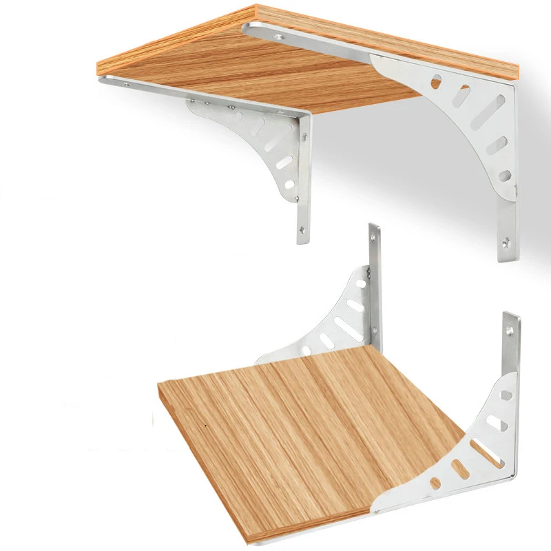 

2PCS 8/10/12/14 Inch Decorative Wall Mounted Heavy Durable Bearing Shelf Bracket Stainless Steel Triangular Rack Table Support