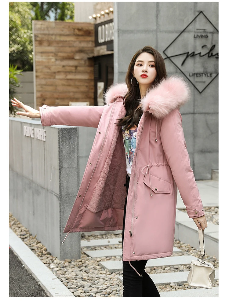 New Arrival Fashion Women Winter Jacket Fur Lining Warm Thicken Ladies Winter Long Coat Parkas Womens Jackets