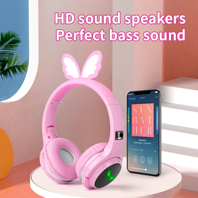 Creativity Cartoon Silicone Headset Bluetooth V5 0 Wireless Headphone Seven Color Glowing Cute Headset Earbuds for PC Kids Women