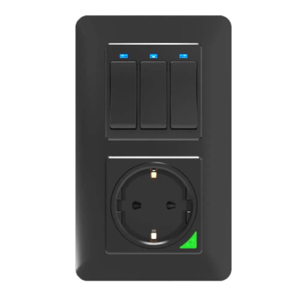 2 комплекта смарт WiFi кнопочный переключатель розетка DE EU Съемная горизонтальная умная жизнь туя работа с Alexa Google Home черный - Цвет: Option 12