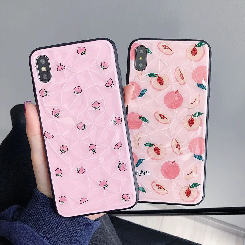 Розовый свежий персиковый супер кавайный японский чехол для телефона iPhone 7 7Plus 8 6