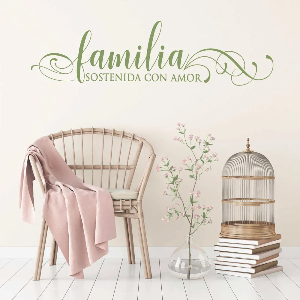 

Spanish Vinyl Wall Applique Familia Sostenida Con Amor Living Room Bedroom Home Decor Wall Sticker Mural PW15