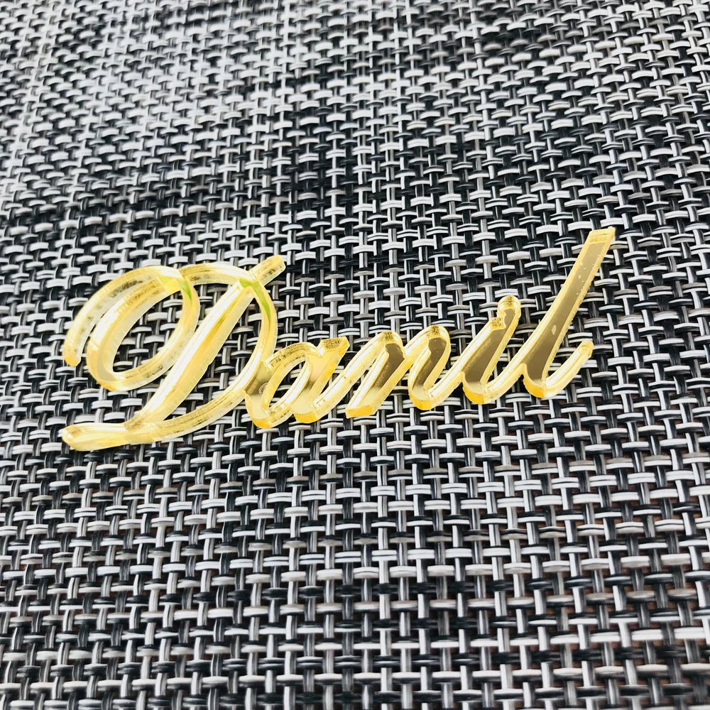 Personalized laser cut, same baby name decorated in chocolate for baptism and baptism, banner for box of 10 pieces Gold acrylic mirror plates1