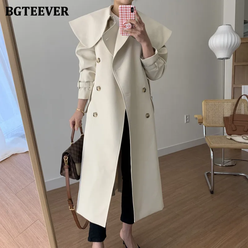 BGTEEVER Chic Long Sleeve Double Breasted Women