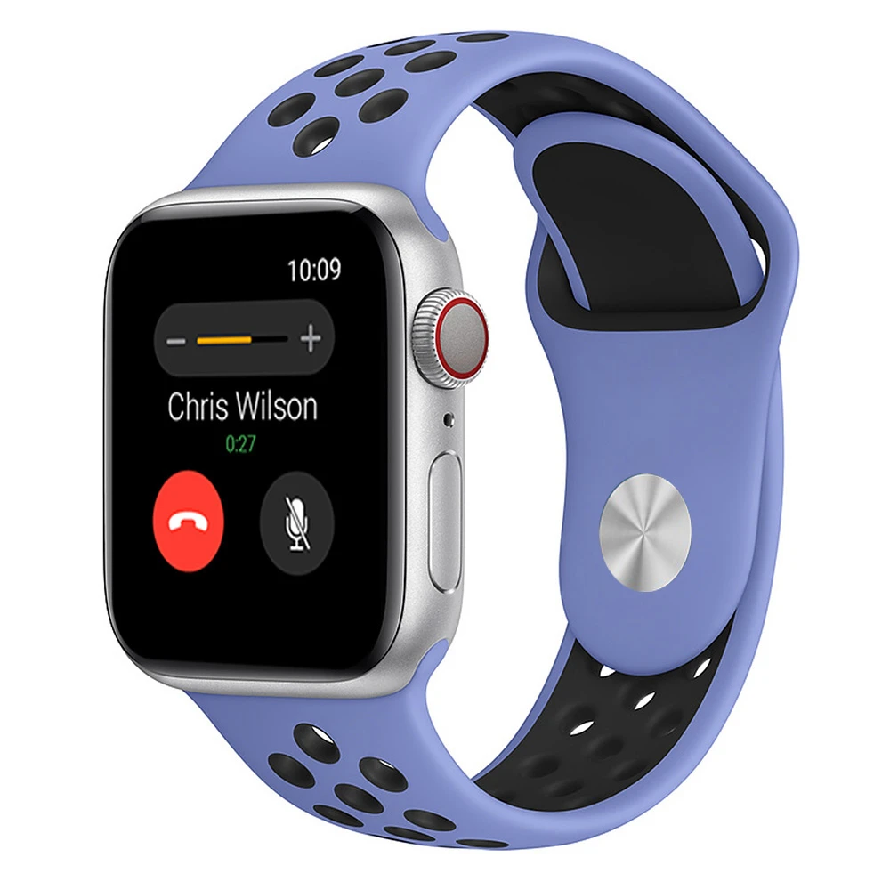 Мягкий силиконовый сменный Браслет для Apple Watch 42 мм ремешок 44 мм дышащий iwatch серии 5 4 3 2 1 42 мм ремешок для часов 38 мм ремешок - Цвет ремешка: RoyalPulse Black