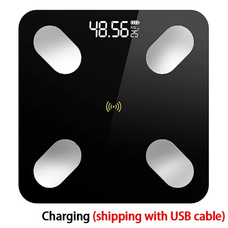 Battery Black Bluetooth весы напольные весы для тела весы для ванной смарт-дисплей с подсветкой весы для тела Вес тела Жир воды мышцы BMI - Цвет: Battery Black