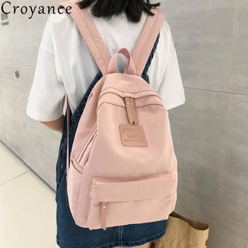 

Croyance Fashion Backpack Women Canvas School Bags Travel Teenage Girls Backpack Rucksack Ladies Large Capacity Knapsack