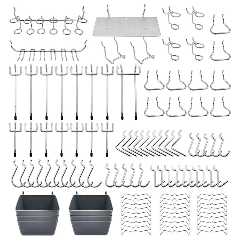 140 Pcs15 Different Types of Pegboard Hooks Include Curved Plastic Bins Peg Locks for Organizing Tools | Компьютеры и офис