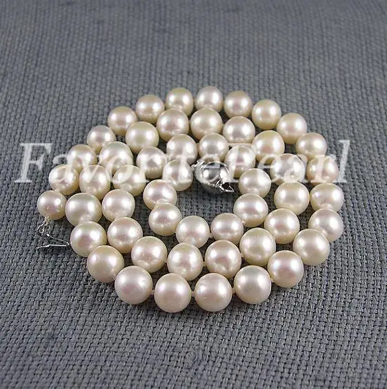 

New Perfect Favorite Pearl Necklace 8-9mm Round White Genuine Freshwater Pearl Fine Jewelry Handmade Charming Women Girl Gift