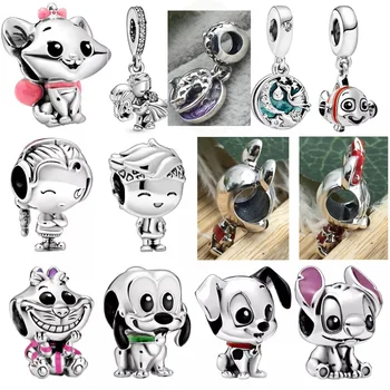 

High Quality Original 925 Sterling Silver Disy Cartoon Animal Charm Beads with Original Engraving Suitable for DIY Bracelets