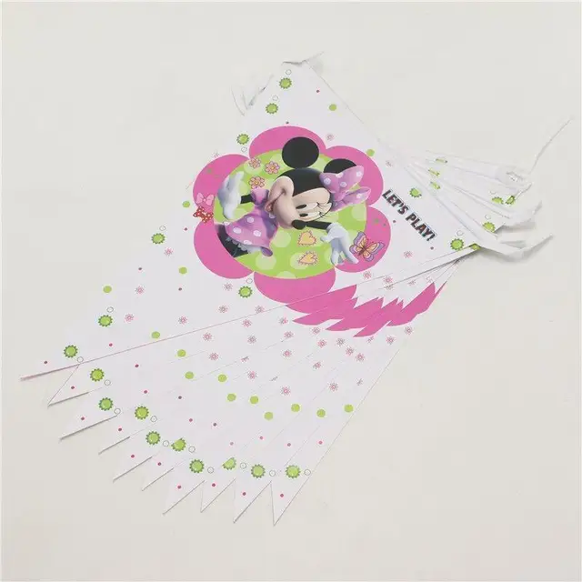 180*108 cm 1pc Minnie Mouse Theme Table Cloth for Kids Happy Birthday Party Decoration Table Cover Event Party Supplies 10pcs Flag