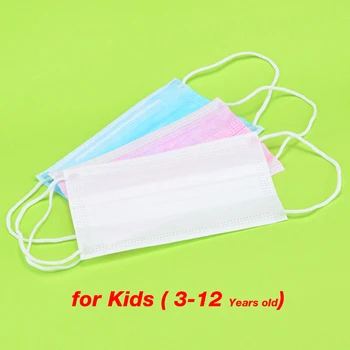 

50 Pcs Child Mask Disposable 3 layers anti Air pollution Mouth mask for Student 3-12 years olds Pink white blue mask for kids