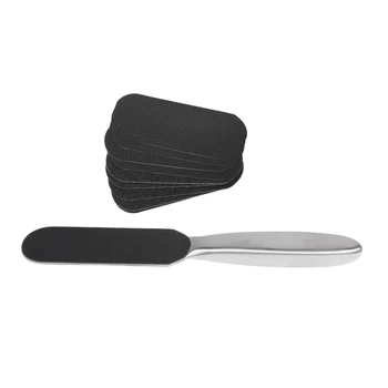 

Stainless Steel Double Side Pedicure Exfoliating Foot File + 10pcs Sandpaper