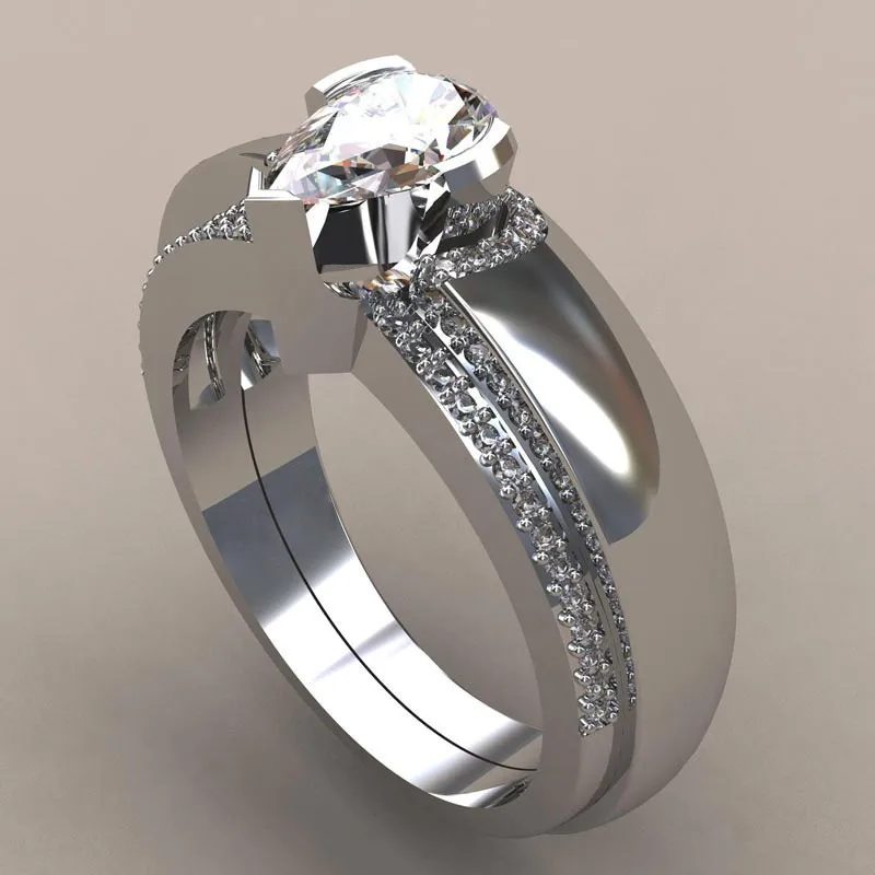 Брендовые женские свадебные кольца с кристаллами, роскошные серебряные обручальные кольца, винтажные Свадебные Кольца для женщин