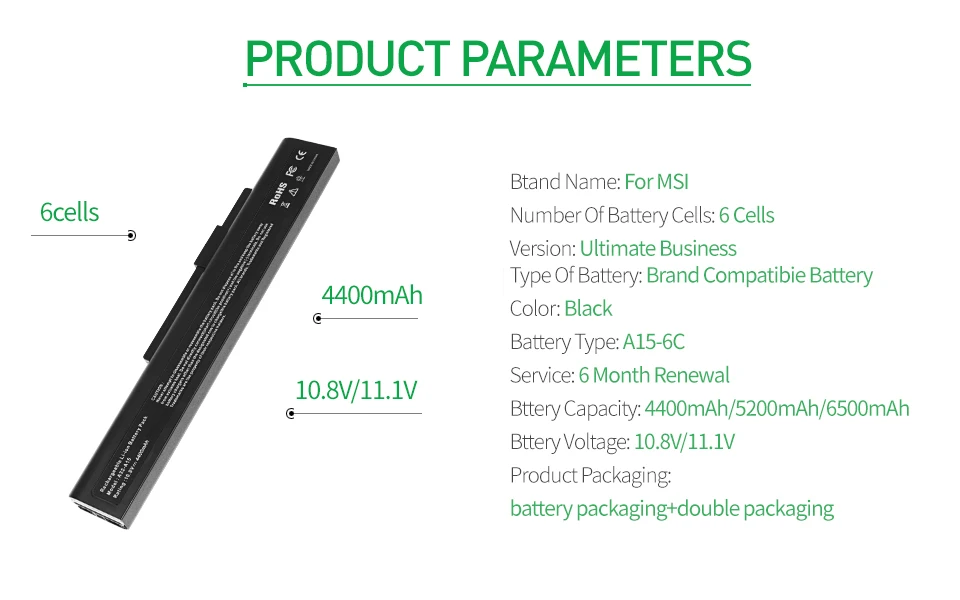 4400 мАч 11,1 В ноутбука Батарея A32-A15 A41-A15 A42-A15 для msi A6400 CX640(MS-16Y1) CR640 Gigabyte 142750 153734 157296 Q2532N DNS