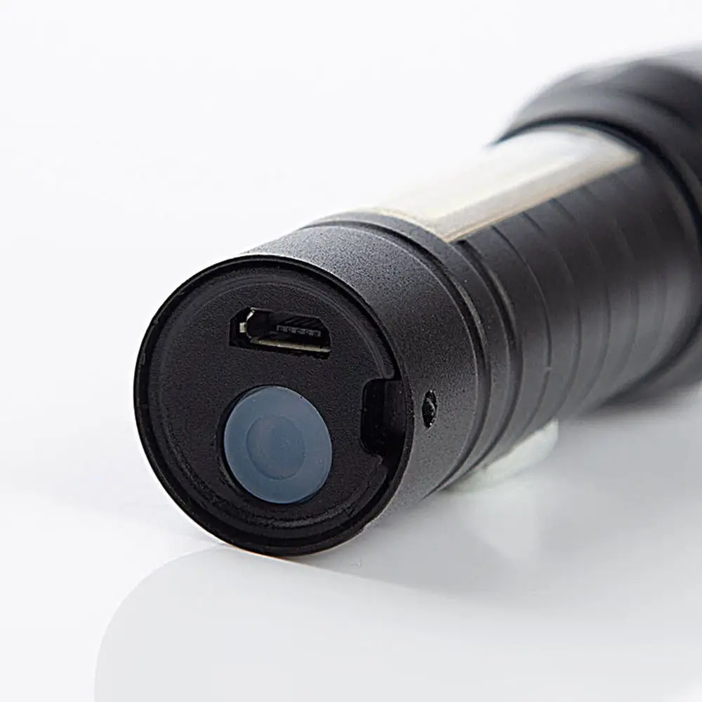 Многофункциональный светодиодный вспышка светильник USB Перезаряжаемые батарея мощная T6 фонарь боковой COB светильник дизайн флеш-светильник хвост магнит рабочий светильник