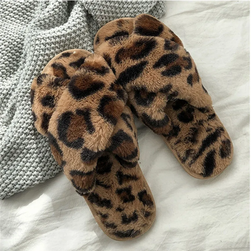 С леопардовым рисунком для отдыха; Для женщин новые зимние теплые ботинки с плюшевой подкладкой мягкие женские домашние тапочки нескользящие носки-тапочки для новорожденных Спальня модные тапки 30