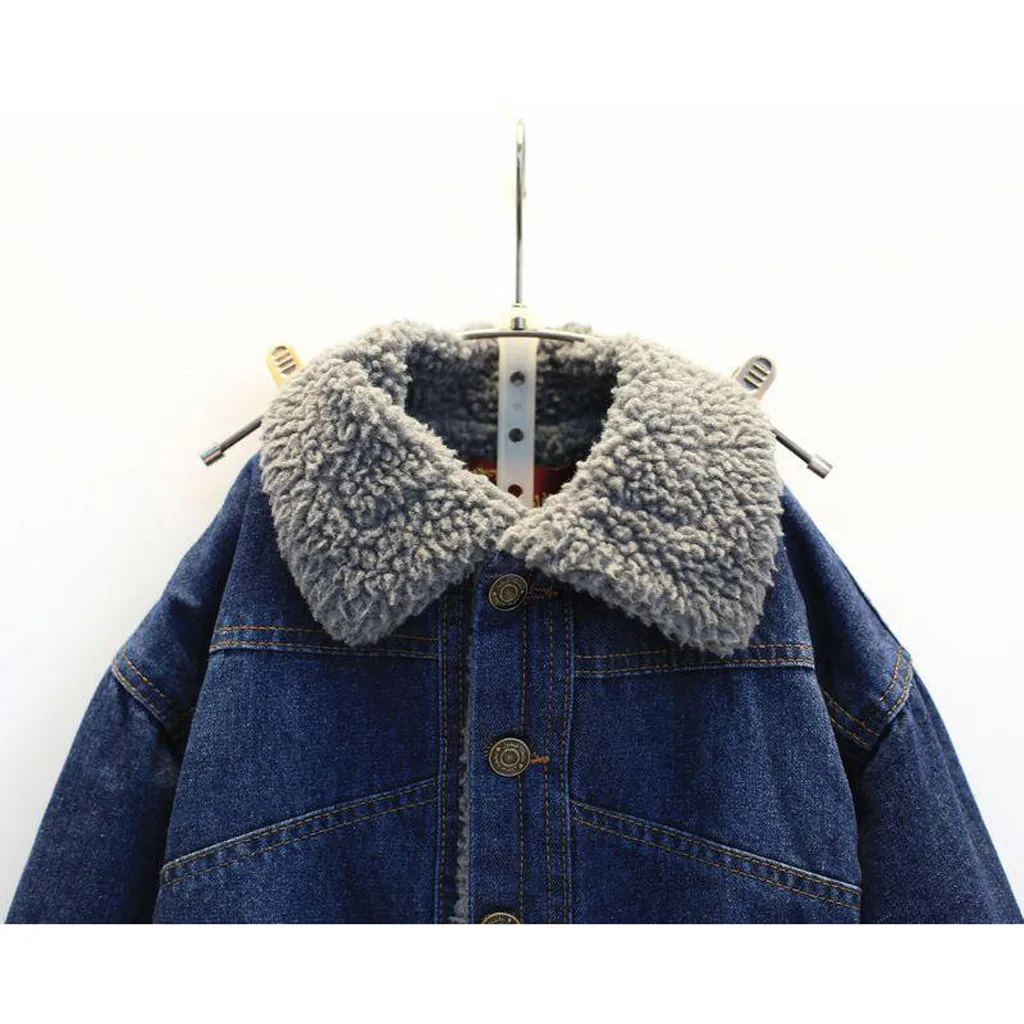 ARLONEET/Новинка; Джинсовая плотная куртка для малышей; зимнее пальто для маленьких мальчиков и девочек; теплая бархатная куртка; верхняя одежда; CO22
