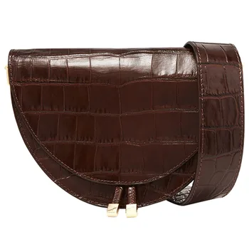 

Women Semicircle Removable Strap Multifunctional Work Solid Crossbody Bag Protective PU Leather Universal Daily Crocodile