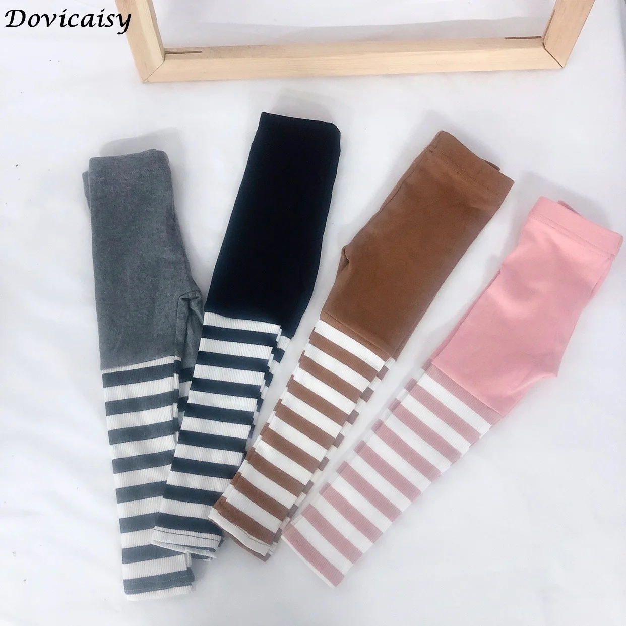 

Autumn Baby Girls Leggings Striped Skinny Girls Cotton Pants High Waist Children Clothes for Girls Ankle-length Baby Clothing