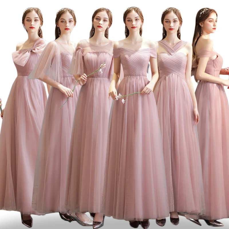 Robe De Soiree dusty розовое простое платье длинные платья подружек невесты Элегантное свадебное платье Mismatched vestido Longo торжественное платье для выпускного вечера