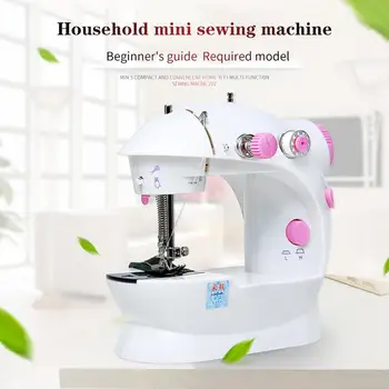 

Portable Electric Sewing Machine Pink Mini Handheld Useful ABS Sewing Machine Small Single Needle Home Desktop Automatic