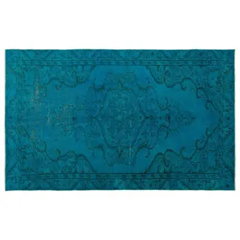 

Handmade Turquoise Vintage Overdyed Turkish Area Rug 154x250 Cm-5'1''X8'2''