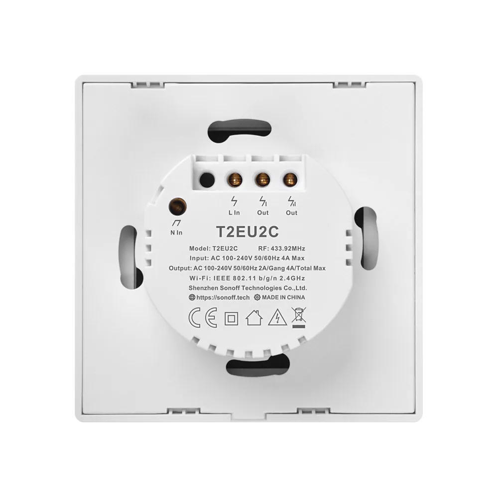 Интеллектуальный выключатель света SONOFF T2EU TX Smart Wi-Fi настенный сенсорный выключатель с границы умный дом 1/2/3 433 RF/Голосовое управление/приложение/сенсорный экран Управление работать с Alexa