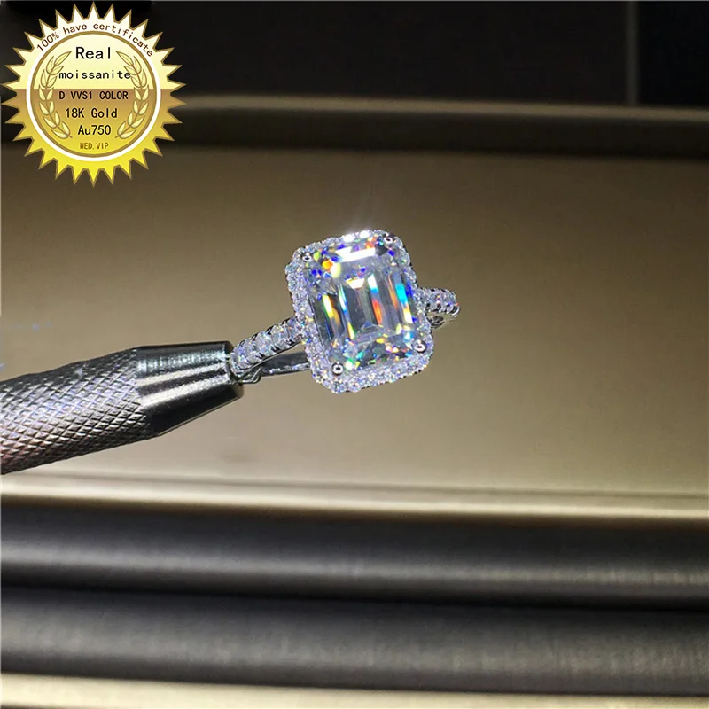 

100%18K goldr ring 1.5ct D VVS moissanite ring Engagement&Wedding Jewellery with certificate 011