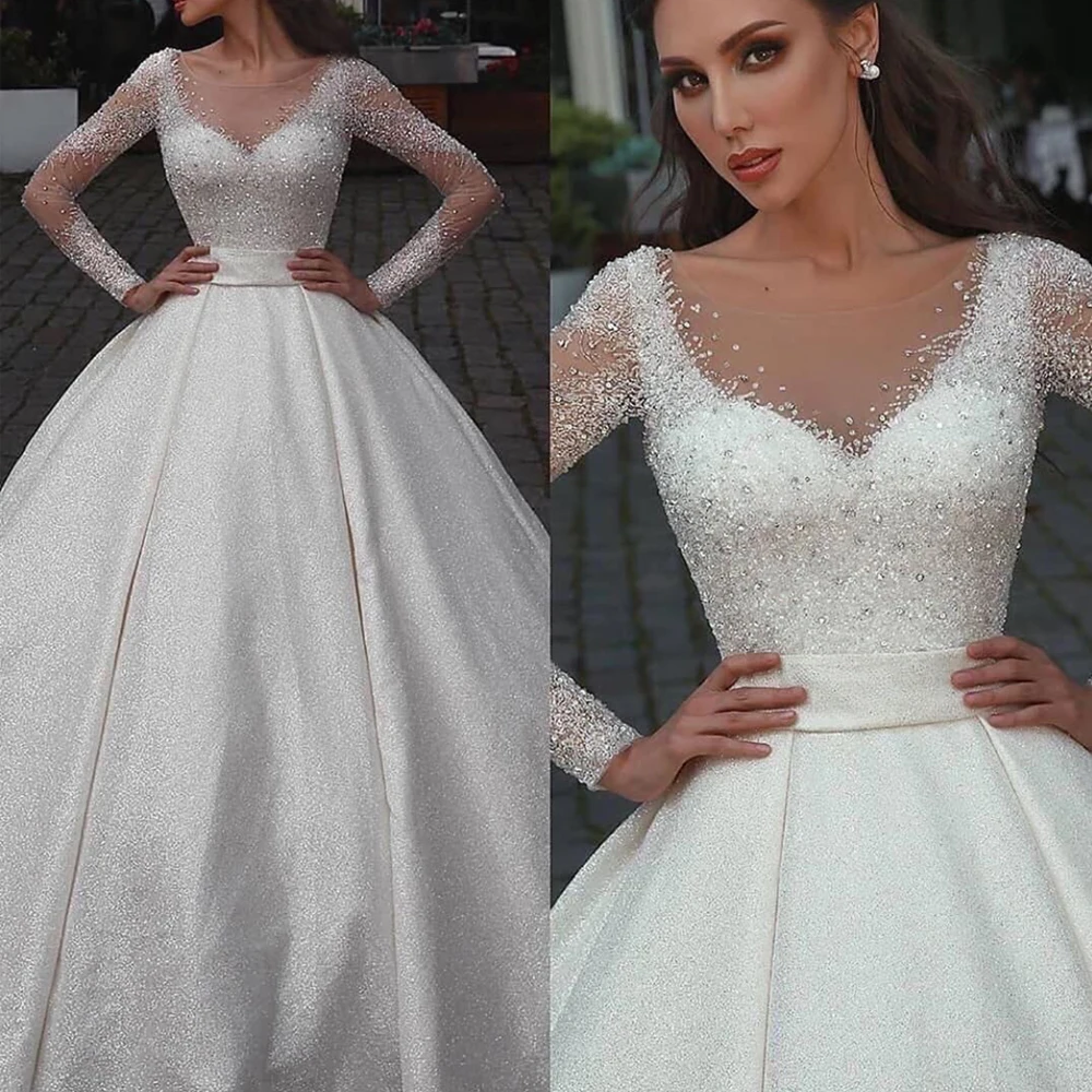 long sleeve sparkly wedding dress