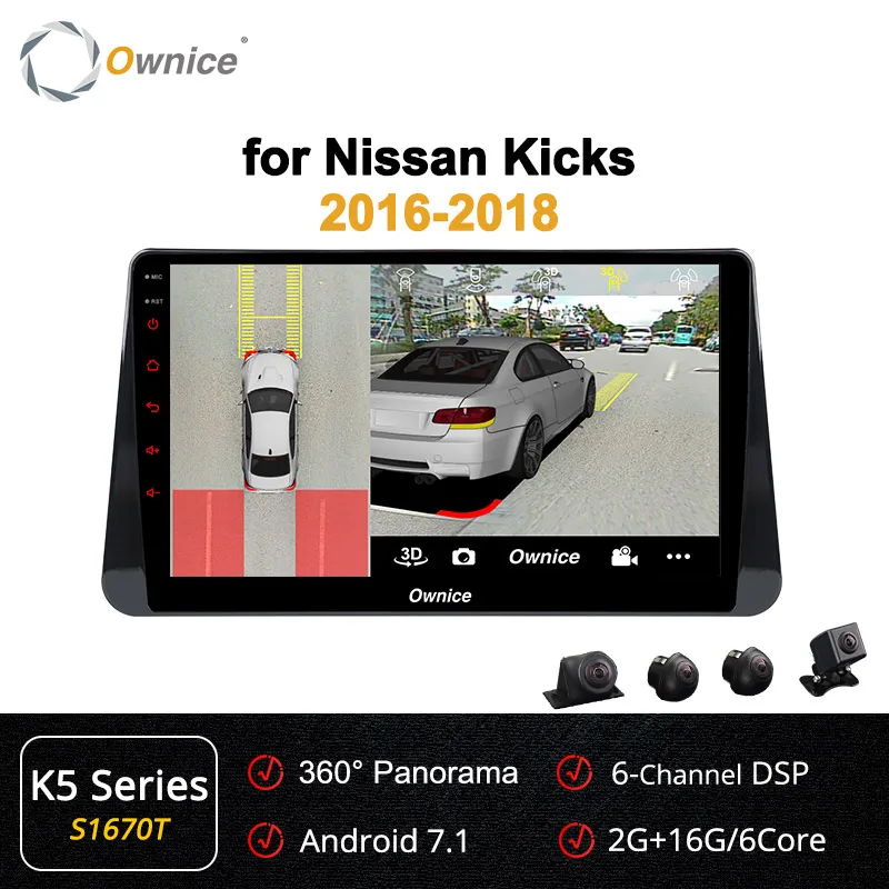 Ownice k3 k5 k6 Android 9 автомобильный dvd-плеер для NISSAN Kicks мультимедиа Авто Стерео gps радио 360 панорама DSP SPDIF - Цвет: S1670 K5