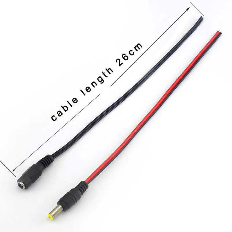 Uds 5,5*2,1mm 5,5x2,1mm DC Jack conectores de Cable de extensión de alimentación 22AWG hembra conector macho DC CCTV Cámara 5050 tira de LED 3528