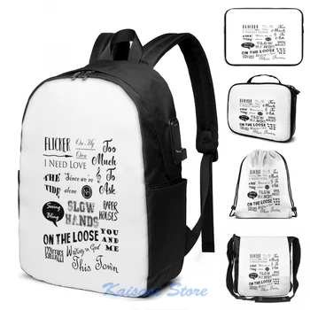 

Funny Graphic print Flicker Songs Niall Horan USB Charge Backpack men School bags Women bag Travel laptop bag