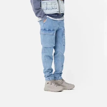 

High Quality Trousers Jeans Kith Jeans Eldridge Big Pocket Elastic Men Women Dark Blue Cowboy Denim Pants
