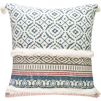 

Sofa Pillowcase Modern Style Tassel Pillowcase, Bedroom Car Hotel Accent Decorative Pillow, 18X18 Inches